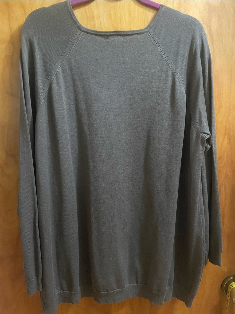 Women's Olive Green V-Neck Long Sleeve Top with Lattice Detail - Picture 2 of 10